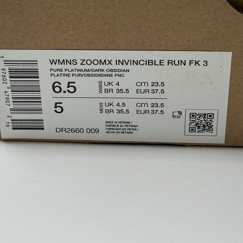Women's Nike ZoomX Invincible Run Flyknit 3 Running Shoes DR2660-009 Size 6.5 - Picture 12 of 12